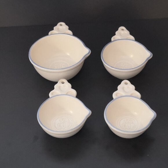 Vintage Pfaltzgraff Yorktowne Blue Set of 4 Stoneware Measuring Cups - Picture 1 of 7